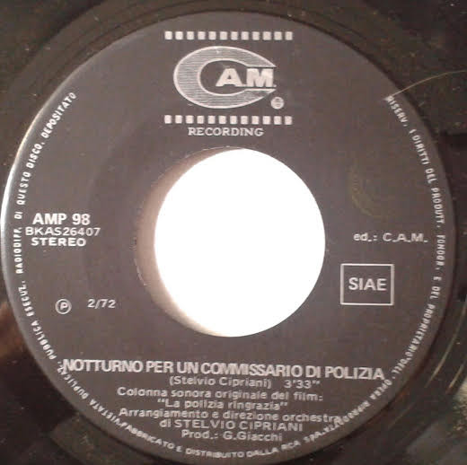 Stelvio Cipriani - La Polizia Ringrazia (Colonna Sonora Originale Del Film) | CAM (AMP 98) - 4