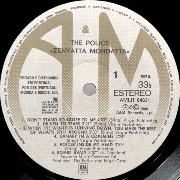 The Police - Zenyatta Mondatta | A&M Records (AMLH 64831) - 3