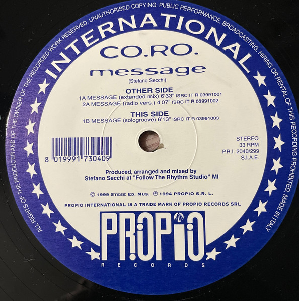 CO.RO. - Message | Propio Records (PRI 2040/299) - 2