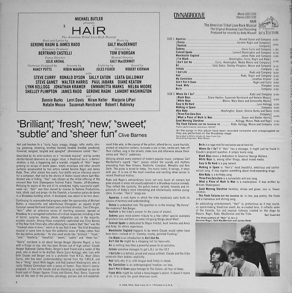 Various - Hair  (The American Tribal Love-Rock Musical) | RCA Victor (LSO-1150) - 2