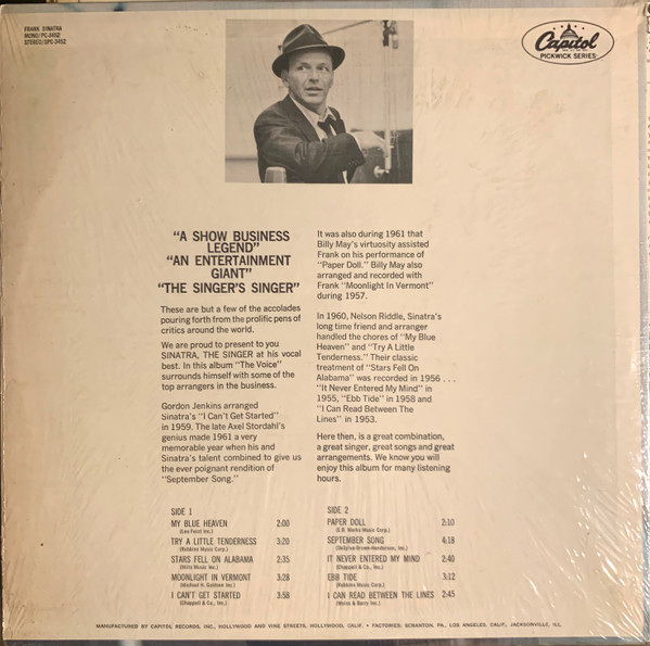 Frank Sinatra - Try A Little Tenderness | Capitol Records (SPC 3452) - 2 Frank Sinatra - Try A Little Tenderness | Capitol Records (SPC 3452) - 2