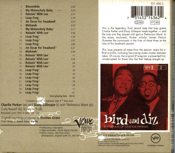 Charlie Parker - Dizzy Gillespie - Bird And Diz | Verve Records (521 436-2) - 2