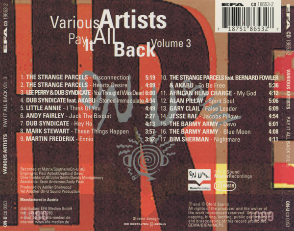Various - Pay It All Back Volume Three | On-U Sound (ON-U CD 0053) - 2 Various - Pay It All Back Volume Three | On-U Sound (ON-U CD 0053) - 2