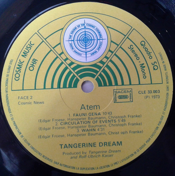 Tangerine Dream - Atem | Cosmic Music (CLE 33003) - 3 Tangerine Dream - Atem | Cosmic Music (CLE 33003) - 3