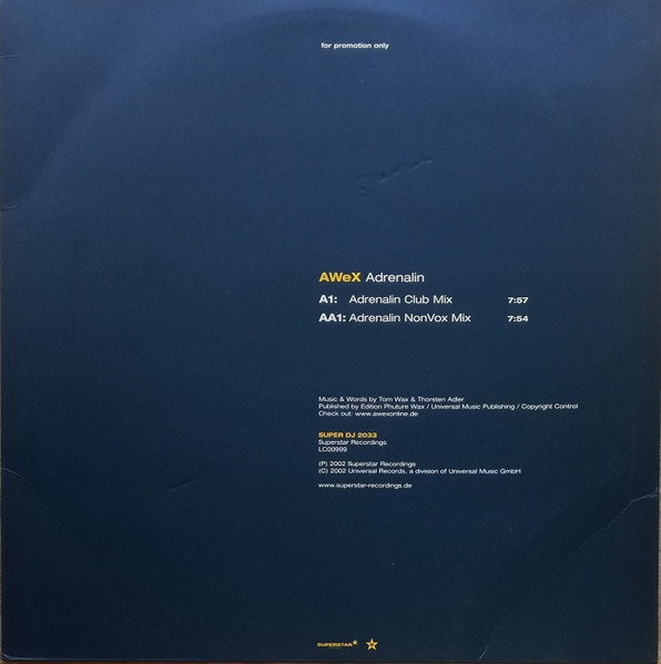 AWeX - Adrenalin | Superstar Recordings (Super DJ 2033) - 2 AWeX - Adrenalin | Superstar Recordings (Super DJ 2033) - 2