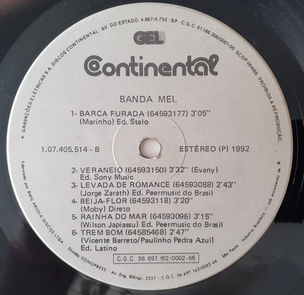 Banda Mel - Banda Mel | Continental (LP.1.07.405.514) - 4 Banda Mel - Banda Mel | Continental (LP.1.07.405.514) - 4