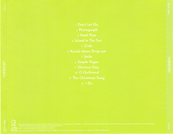 Weezer - Weezer | Geffen Records (UICF-1002) - 5
