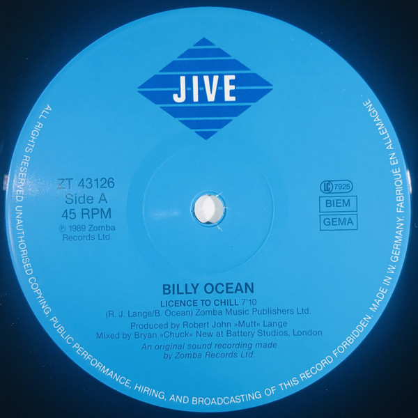 Billy Ocean - Licence To Chill | Jive (ZT 43126) - 3 Billy Ocean - Licence To Chill | Jive (ZT 43126) - 3