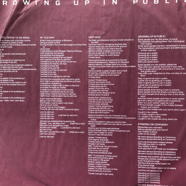 Lou Reed - Growing Up In Public | Arista (AL 9522) - 4