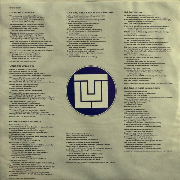 Jethro Tull - Under Wraps | Chrysalis (CHS 41461) - 3 Jethro Tull - Under Wraps | Chrysalis (CHS 41461) - 3