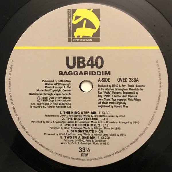 UB40 - Baggariddim | DEP International (LP OVED 288) - 3 UB40 - Baggariddim | DEP International (LP OVED 288) - 3