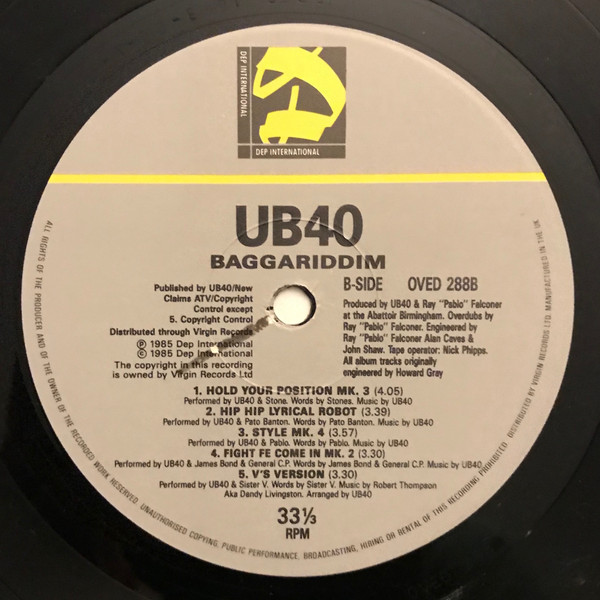 UB40 - Baggariddim | DEP International (LP OVED 288) - 4 UB40 - Baggariddim | DEP International (LP OVED 288) - 4