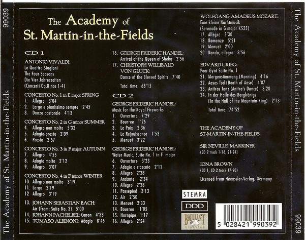The Academy Of St. Martin-in-the-Fields - The Academy Of St. Martin-in-the-Fields | Brilliant Classics (99039) - 2 The Academy Of St. Martin-in-the-Fields - The Academy Of St. Martin-in-the-Fields | Brilliant Classics (99039) - 2