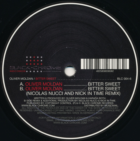 Oliver Moldan - Bitter Sweet | Black-Chrome Records (BLC 004-6) - main