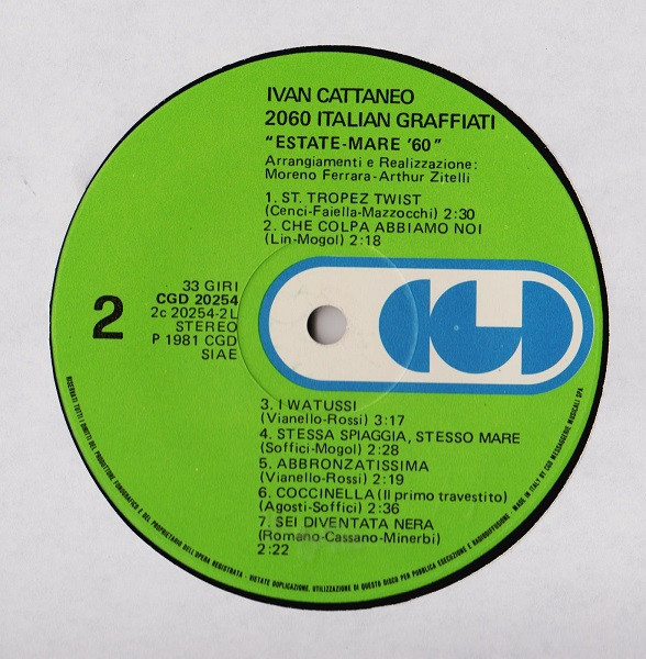 Ivan Cattaneo - Duemila60 Italian Graffiati | CGD (CGD 20254) - 4 Ivan Cattaneo - Duemila60 Italian Graffiati | CGD (CGD 20254) - 4