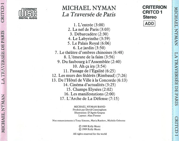 Michael Nyman - La Traversée De Paris | Criterion (CRITCD 1) - 2 Michael Nyman - La Traversée De Paris | Criterion (CRITCD 1) - 2