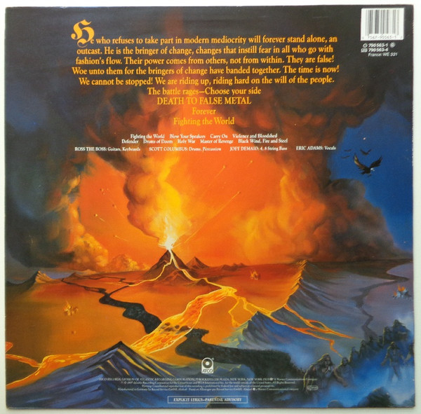 Manowar - Fighting The World | ATCO Records (790 563-1) - 2