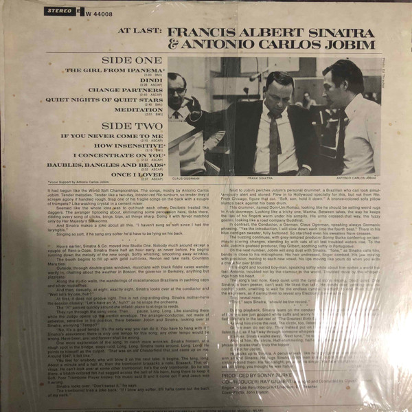 Frank Sinatra & Antonio Carlos Jobim - Francis Albert Sinatra & Antonio Carlos Jobim | Reprise Records (W 44008) - 2 Frank Sinatra & Antonio Carlos Jobim - Francis Albert Sinatra & Antonio Carlos Jobim | Reprise Records (W 44008) - 2