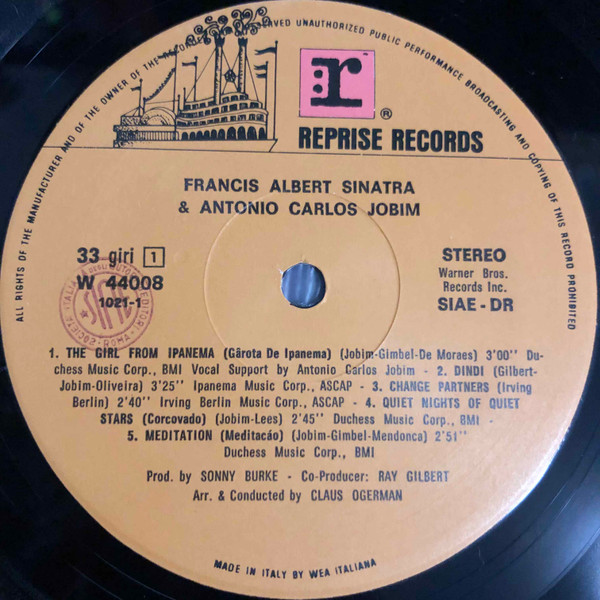 Frank Sinatra & Antonio Carlos Jobim - Francis Albert Sinatra & Antonio Carlos Jobim | Reprise Records (W 44008) - 3 Frank Sinatra & Antonio Carlos Jobim - Francis Albert Sinatra & Antonio Carlos Jobim | Reprise Records (W 44008) - 3