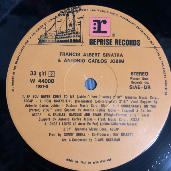 Frank Sinatra & Antonio Carlos Jobim - Francis Albert Sinatra & Antonio Carlos Jobim | Reprise Records (W 44008) - 4 Frank Sinatra & Antonio Carlos Jobim - Francis Albert Sinatra & Antonio Carlos Jobim | Reprise Records (W 44008) - 4