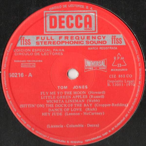 Tom Jones - Tom Jones | Decca (50216) - 3