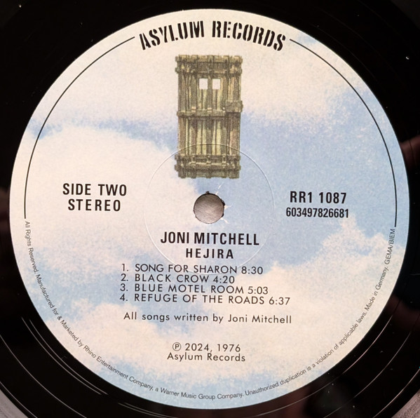 Joni Mitchell - Hejira | Asylum Records (RCV1 1087) - 2