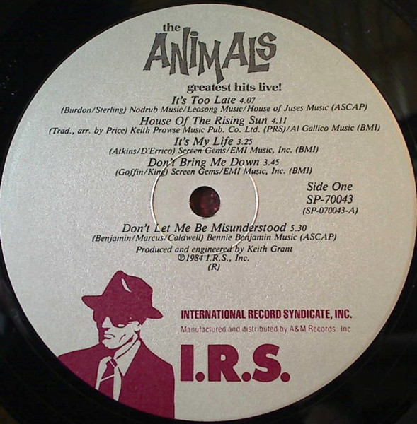 The Animals - Greatest Hits Live! | I.R.S. Records (SP 70043) - 4 The Animals - Greatest Hits Live! | I.R.S. Records (SP 70043) - 4