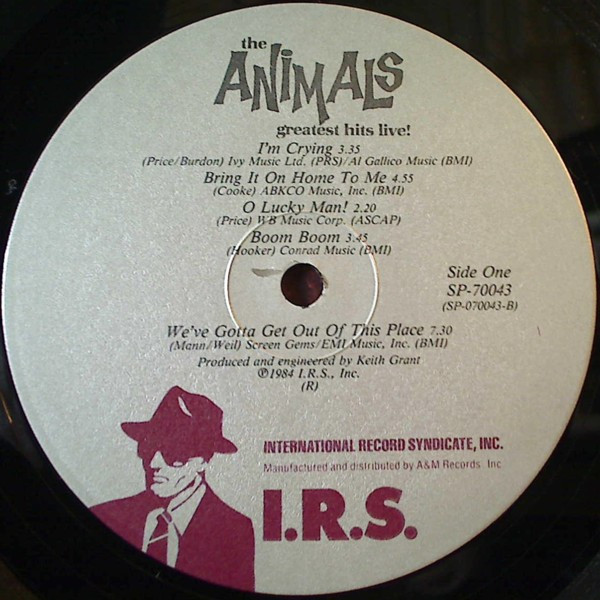 The Animals - Greatest Hits Live! | I.R.S. Records (SP 70043) - 3 The Animals - Greatest Hits Live! | I.R.S. Records (SP 70043) - 3