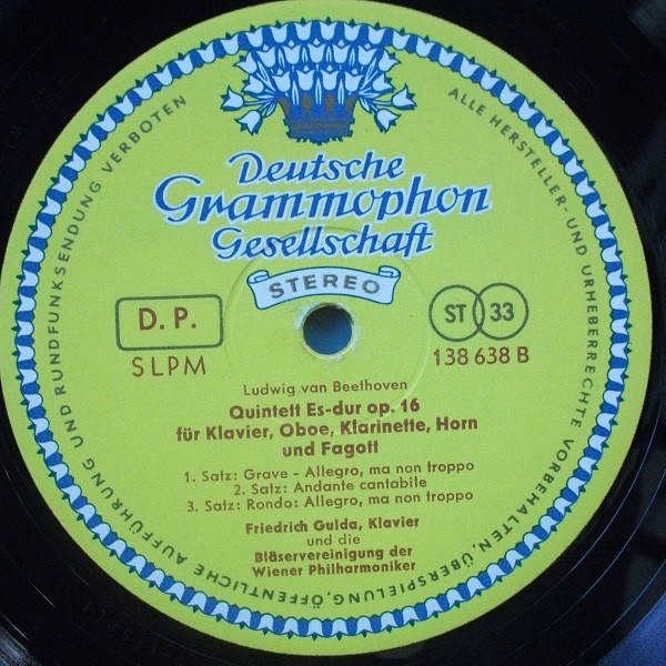 Wolfgang Amadeus Mozart , Bläservereinigung Der Wiener Philharmoniker , Friedrich Gulda , Ludwig van Beethoven - Quintette Für Klavier, Oboe, Klarinette, Horn Und Fagott | Deutsche Grammophon (SLPM 138 638) - 4