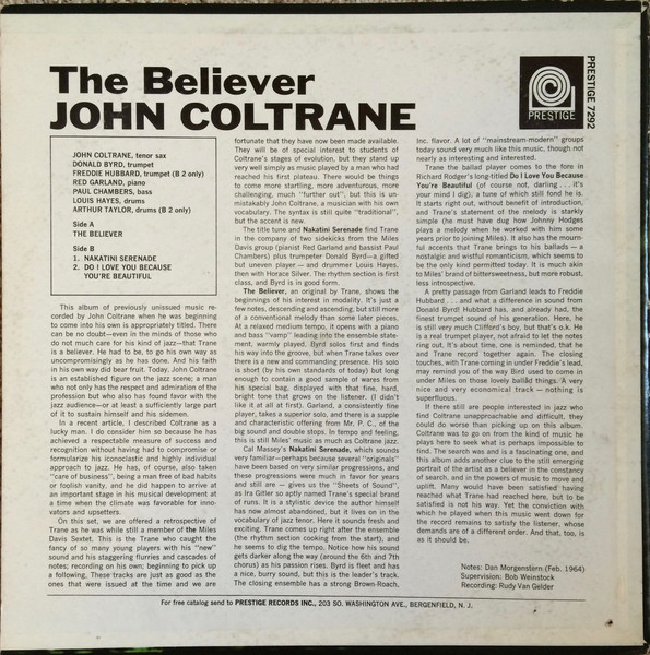 John Coltrane - The Believer | Prestige (PR 7292) - 2