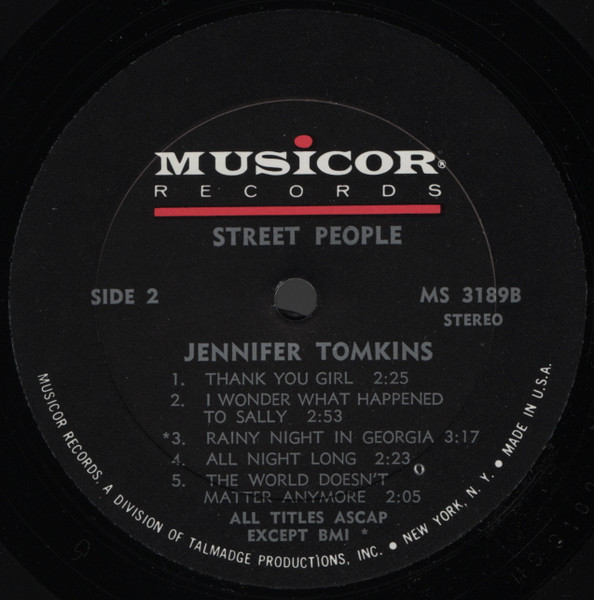 Street People - Jennifer Tomkins [Vinyl] | Musicor Records (MS 3189) - 4