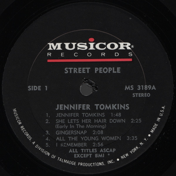 Street People - Jennifer Tomkins [Vinyl] | Musicor Records (MS 3189) - 3