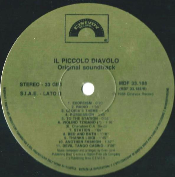 Evan Lurie - Il Piccolo Diavolo (Original Soundtrack) | Cinevox Record (MDF 33.188) - 4