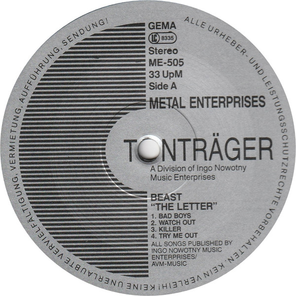 Beast - The Letter | Metal Enterprises (ME-505) - 3