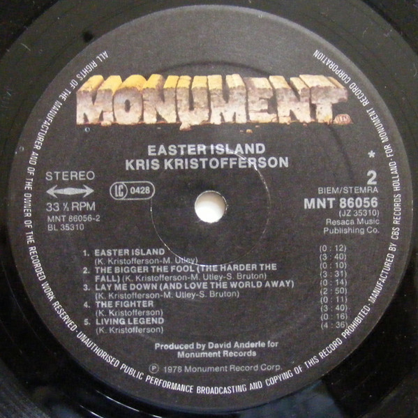 Kris Kristofferson - Easter Island | Monument (MNT 86056) - 4 Kris Kristofferson - Easter Island | Monument (MNT 86056) - 4