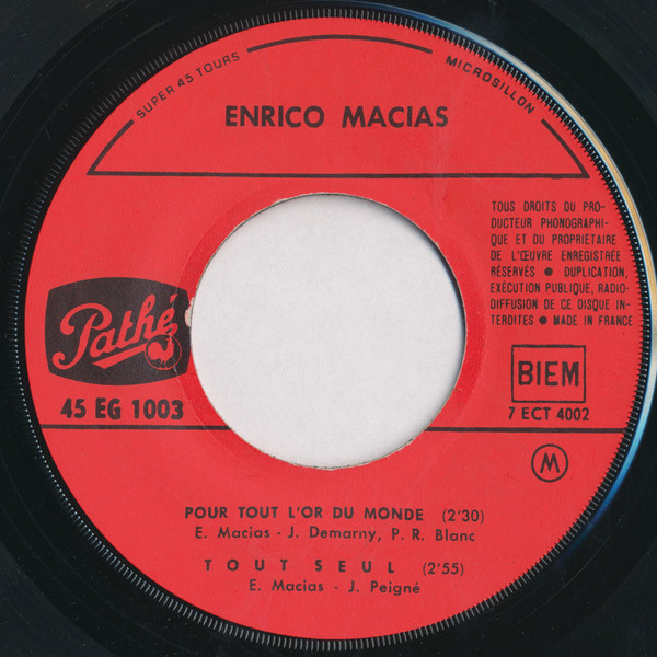 Enrico Macias - J'ai Peur | Pathé (EG 1003) - 4