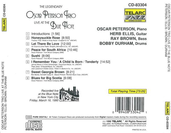 The Oscar Peterson Trio , Oscar Peterson , Herb Ellis & Ray Brown - The Legendary Oscar Peterson Trio Live At The Blue Note [CD] | Telarc Jazz (CD-83304) - 2