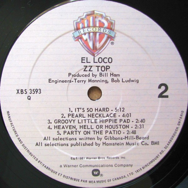 ZZ Top - El Loco | Warner Bros. Records (XBS 3593) - 2 ZZ Top - El Loco | Warner Bros. Records (XBS 3593) - 2