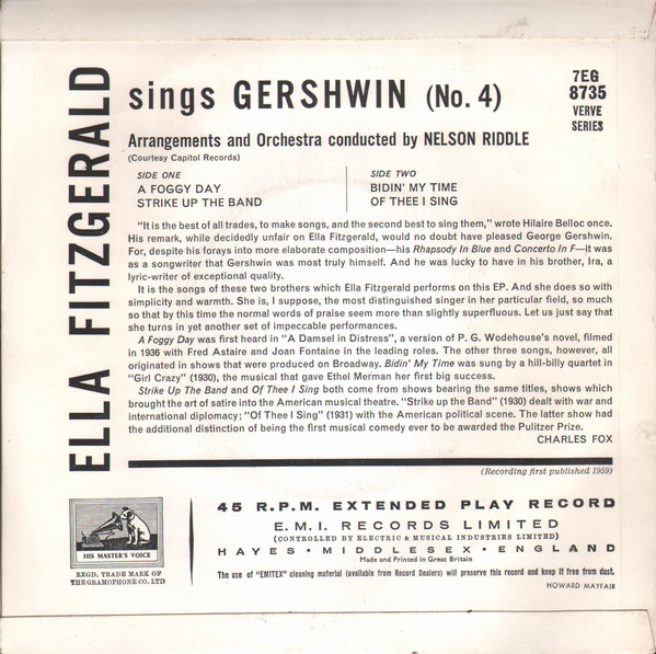Ella Fitzgerald - Sings Gershwin (No. 4) | His Master's Voice (7EG 8735) - 2 Ella Fitzgerald - Sings Gershwin (No. 4) | His Master's Voice (7EG 8735) - 2