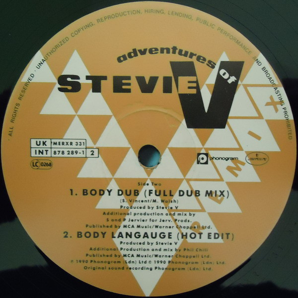 Adventures Of Stevie V. - Body Language (Remix) | Mercury (MERXR 331) - 2