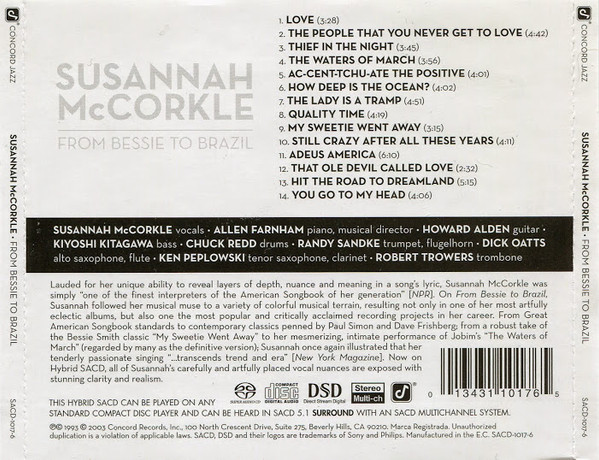 Susannah McCorkle - From Bessie To Brazil | Concord Jazz (SACD-1017-6) - 2