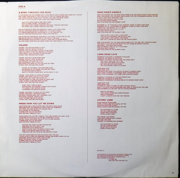 Richard Thompson - Daring Adventures | Polydor (829 728-1-Y1) - 4 Richard Thompson - Daring Adventures | Polydor (829 728-1-Y1) - 4