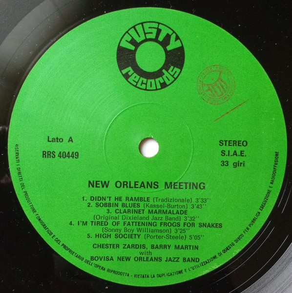 Bovisa New Orleans Jazz Band , Chester Zardis , Barry Martyn - New Orleans Meeting | Rusty Records (RRS 40449) - 3 Bovisa New Orleans Jazz Band , Chester Zardis , Barry Martyn - New Orleans Meeting | Rusty Records (RRS 40449) - 3