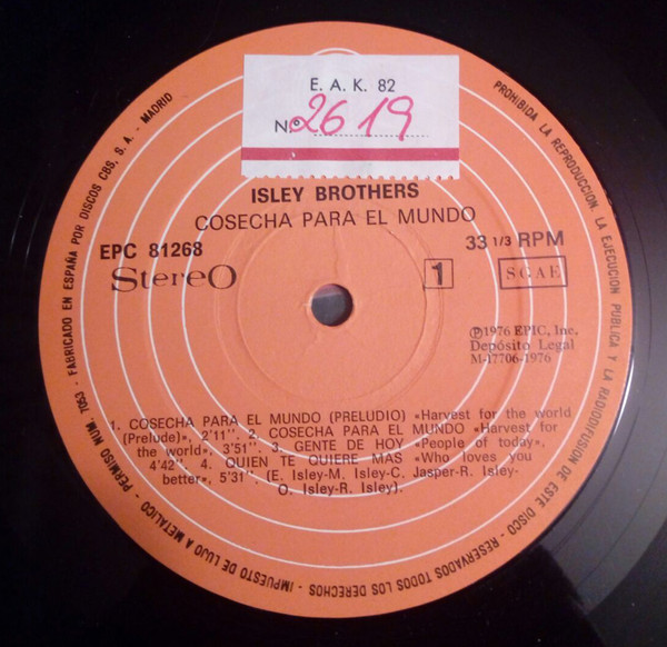 The Isley Brothers - Harvest For The World | Epic (EPC 81268) - 3