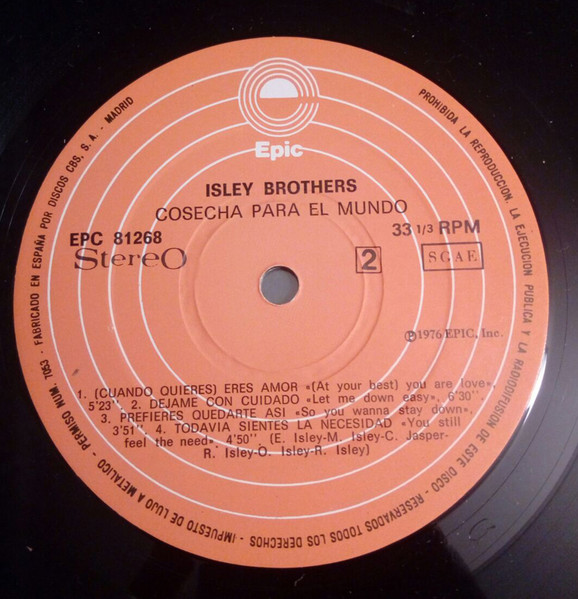 The Isley Brothers - Harvest For The World | Epic (EPC 81268) - 4