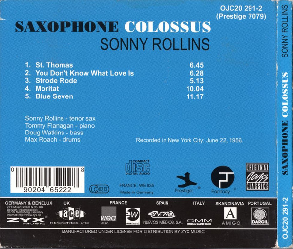 Sonny Rollins - Saxophone Colossus | Original Jazz Classics (OJC20 291-2)