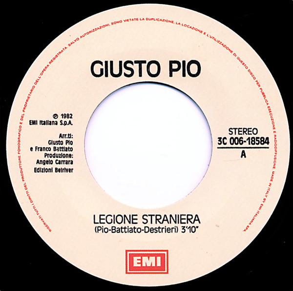 Giusto Pio - Legione Straniera | EMI (3C 006-18584) - 3 Giusto Pio - Legione Straniera | EMI (3C 006-18584) - 3