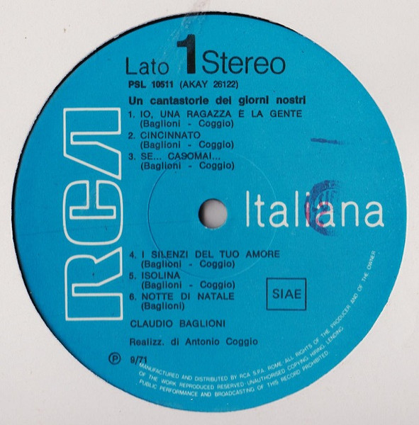 Claudio Baglioni - Un Cantastorie Dei Giorni Nostri | RCA Italiana (PSL 10511) - 3 Claudio Baglioni - Un Cantastorie Dei Giorni Nostri | RCA Italiana (PSL 10511) - 3