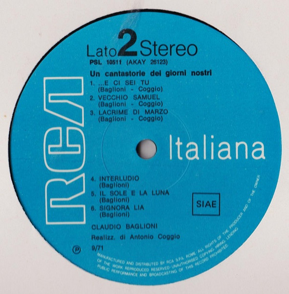 Claudio Baglioni - Un Cantastorie Dei Giorni Nostri | RCA Italiana (PSL 10511) - 4 Claudio Baglioni - Un Cantastorie Dei Giorni Nostri | RCA Italiana (PSL 10511) - 4
