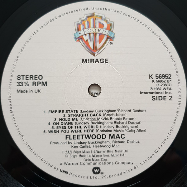 Fleetwood Mac - Mirage | Warner Bros. Records (K 56952) - 4 Fleetwood Mac - Mirage | Warner Bros. Records (K 56952) - 4